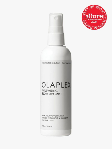 blow dry mist in branded white bottle with spray pump on light gray background with red and white 2024 allure best of beauty seal