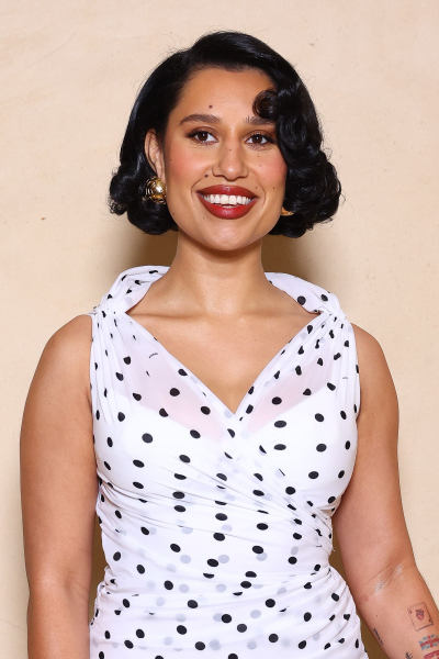 Singer Raye wearing a fluffy bob